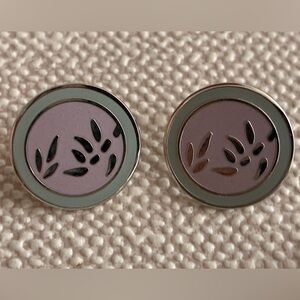 Laurel Burch BAMBOO Earrings Lavender Enamel Cloisonné Stud 1980s Vintage